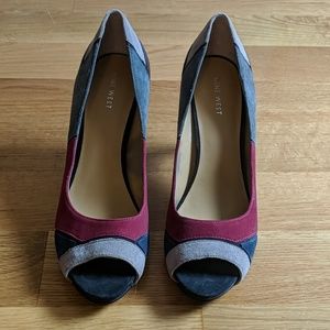 Nine West suede peep toed pumps